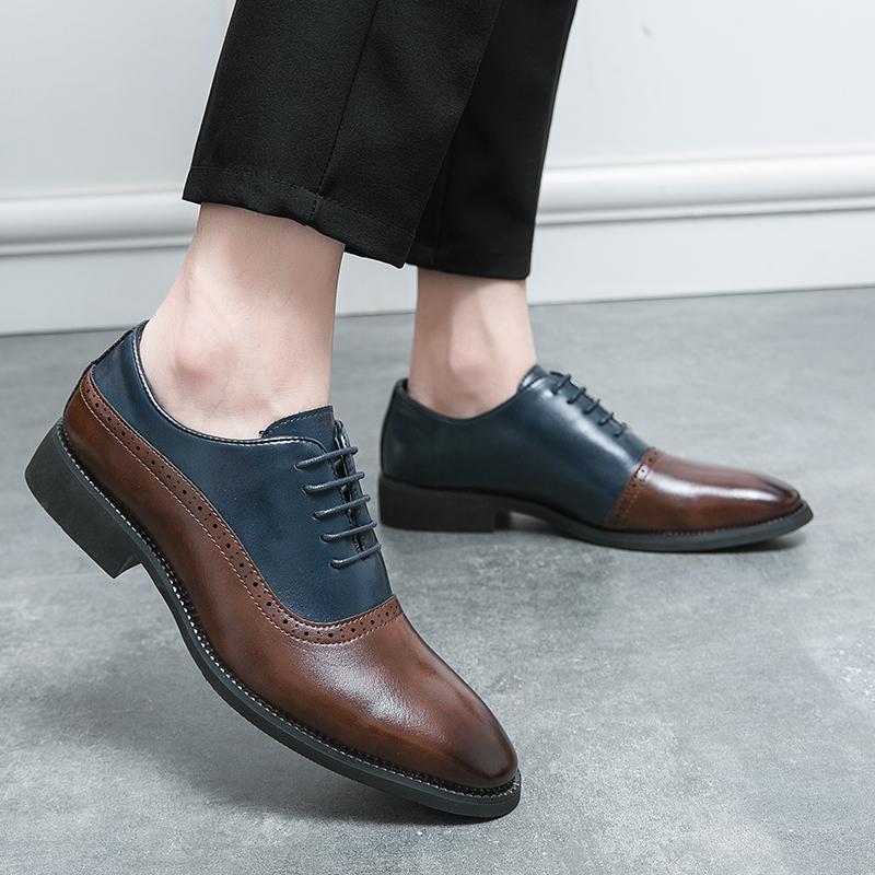 Fashion Male Pointed Toe Casual Shoes 2024 All-match Leather Lace-Up Classic Men Shoes for Wedding Men's Business Oxfords Shoes