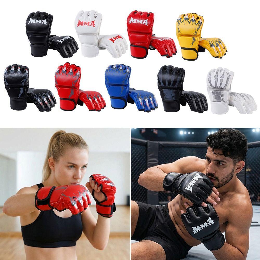 1Pair Half Finger Training Gloves Kickboxing Gloves for Adult Sanda Boxing UFC Training