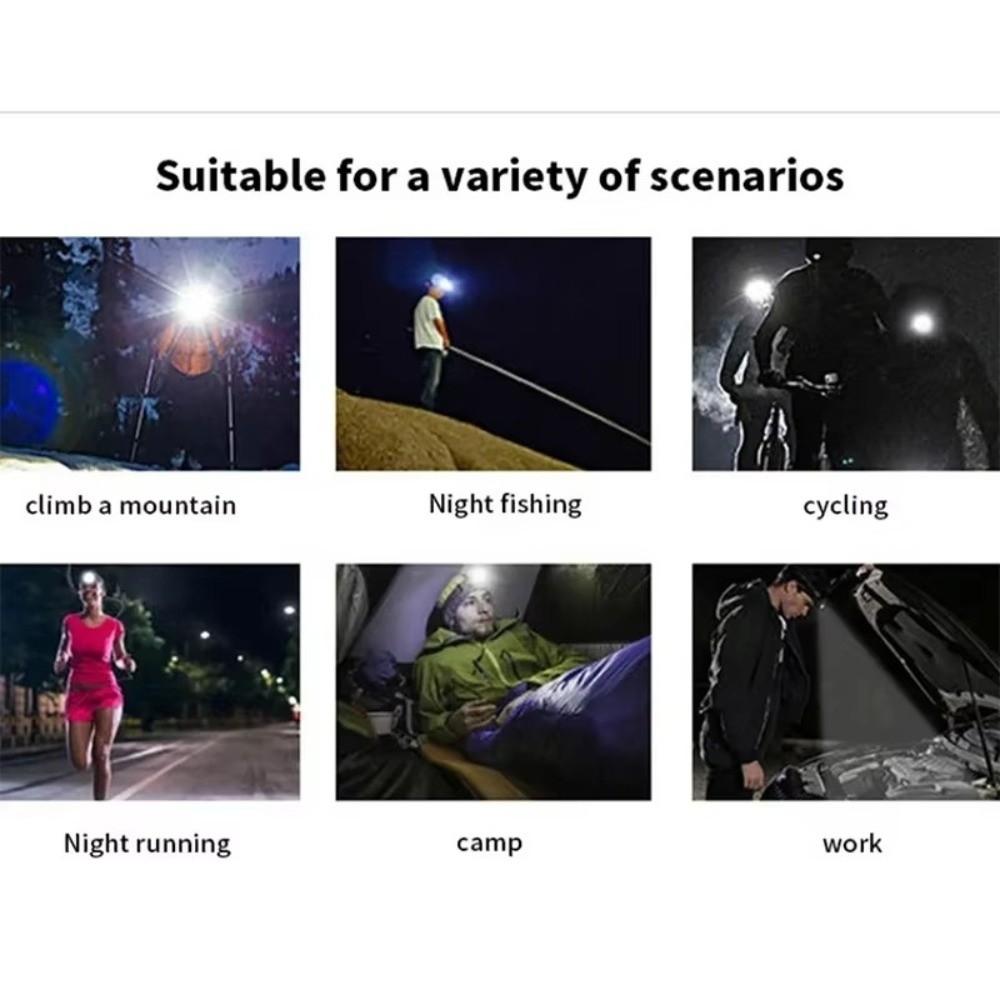 Three Light Source USB Rechargeable Headlamp Multi Angle Multi Angle Work Light  For Adults