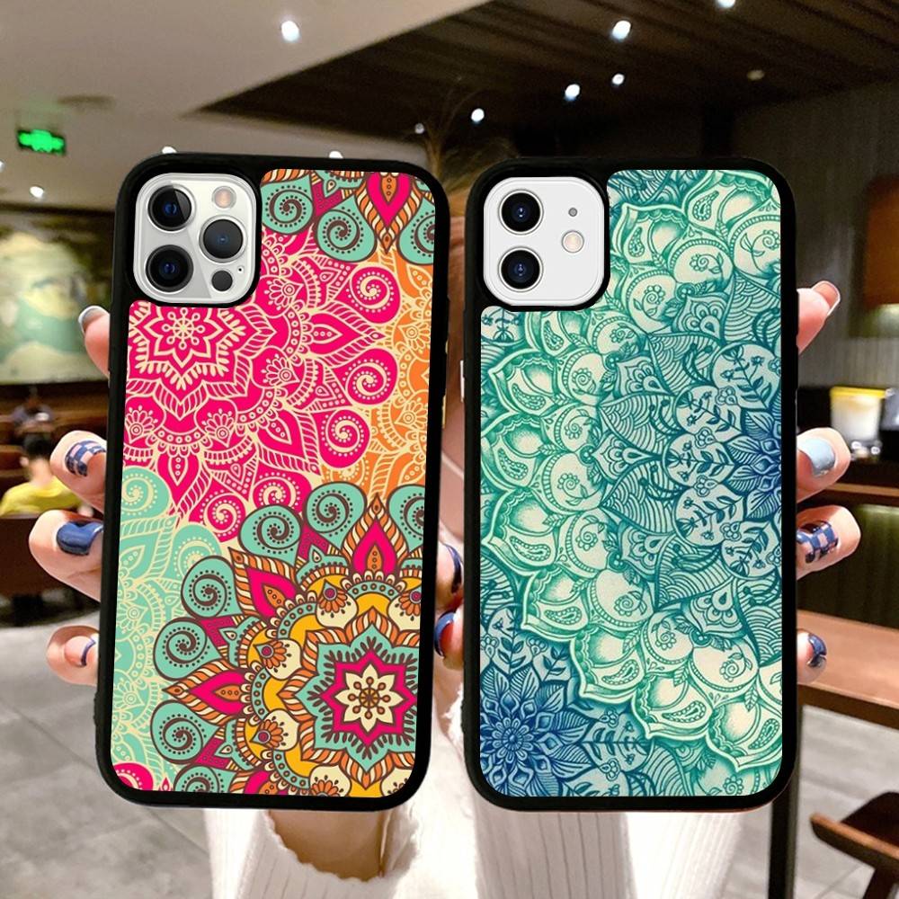 Luxury Art Mandala Phone Case Silicone PC+TPU For For IPhone 11 12 13 14 15 16 Plus Pro Max Cover