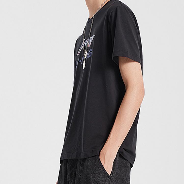 Li-Ning Sports Fashion Series Alphabet Short-Sleeve T-Shirt Men Tops Black AHSQ451-2