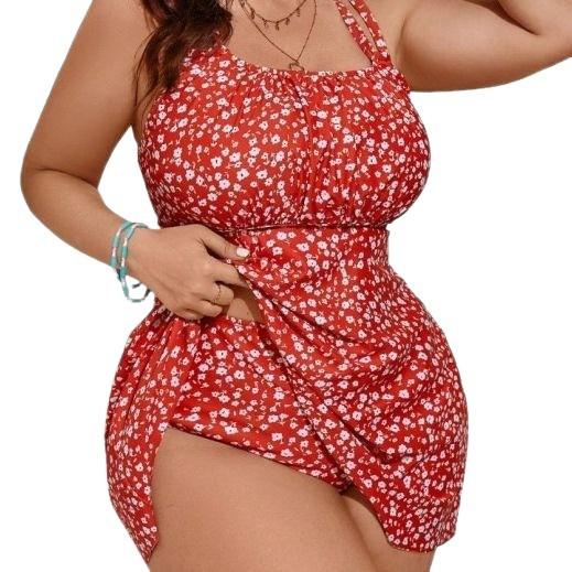 

Plus Size Printed Swim Dress for Women, Swimsuit with Skirt, Flattering Bathing Suit Beachwear XL