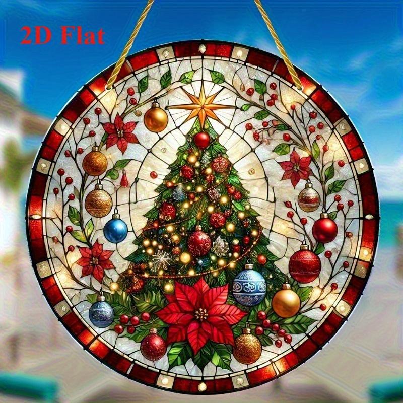 

Элегантный ловец солнца в виде рождественской елки. Красочный акрил с розами и остролистом, идеальный праздничный подарок. чистый