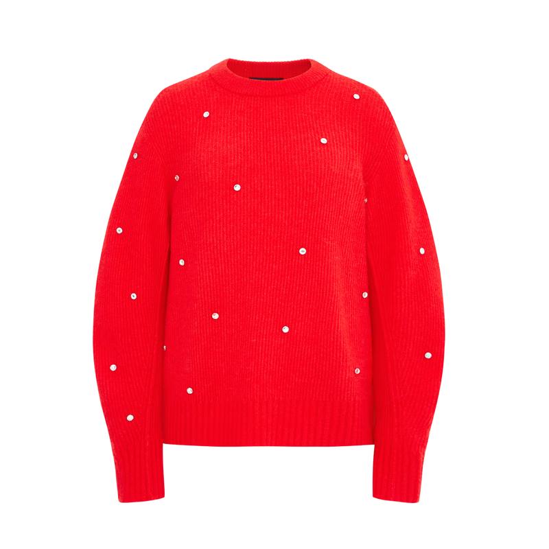 

MO&Co. Hand-Embellished Wool & Alpaca Blend Exposed Seam Sweater XS