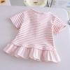 Girls Summer Cotton Short Sleeve T Shirt Sweet Lace Trim Cute Top Baby Breathable Comfortable Tee