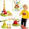 Ladybug 2/3/4/5-in-1 Outdoor Toy, with Rocket Launcher, Music, and Ring Toss Perfect Interactive Gift for Children Aged 3-8.