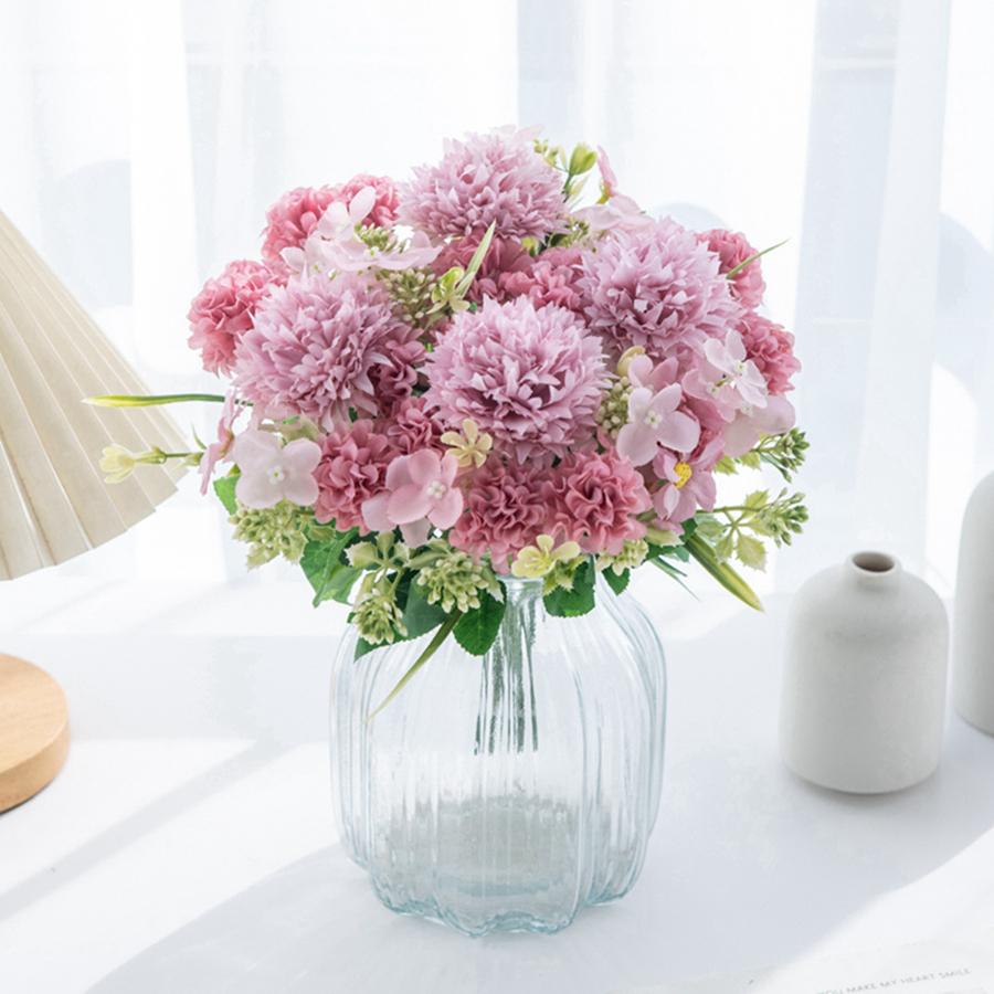 Artificial Flowers Silk Lilac Ball Chrysanthemum Wedding Wreath Home Room Table Yard Festival Decor Bridal Bouquet DIY Gift prop