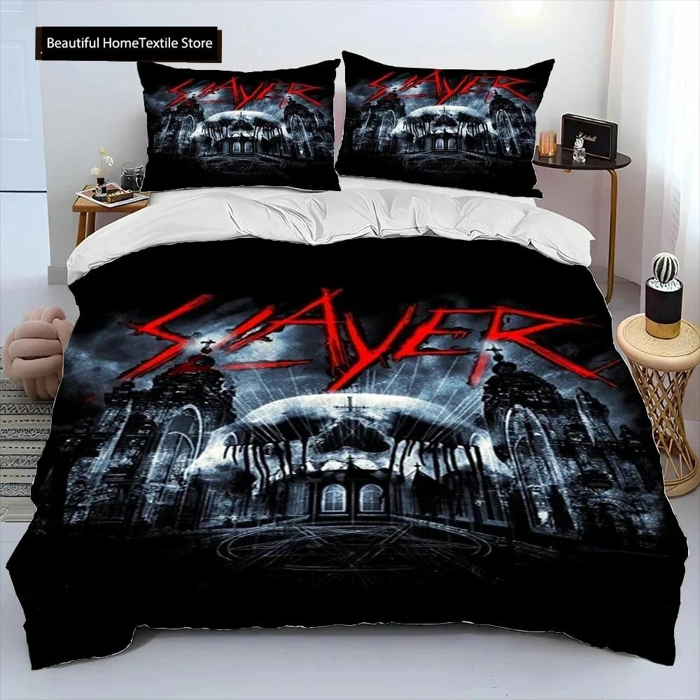 Slayer Heavy Metal Band Music Comforter Bedding SetDuvet Cover Bed Set Quilt Cover PillowcaseKing Queen Size Bedding Set Gift
