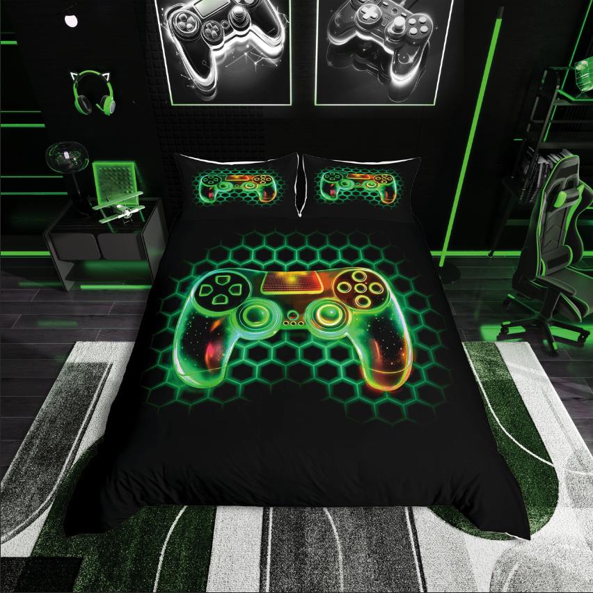 Homewish Video Game Duvet Cover Set,Gradient Gamepads for Boys Bedding Set,Abstract Gamer Decor