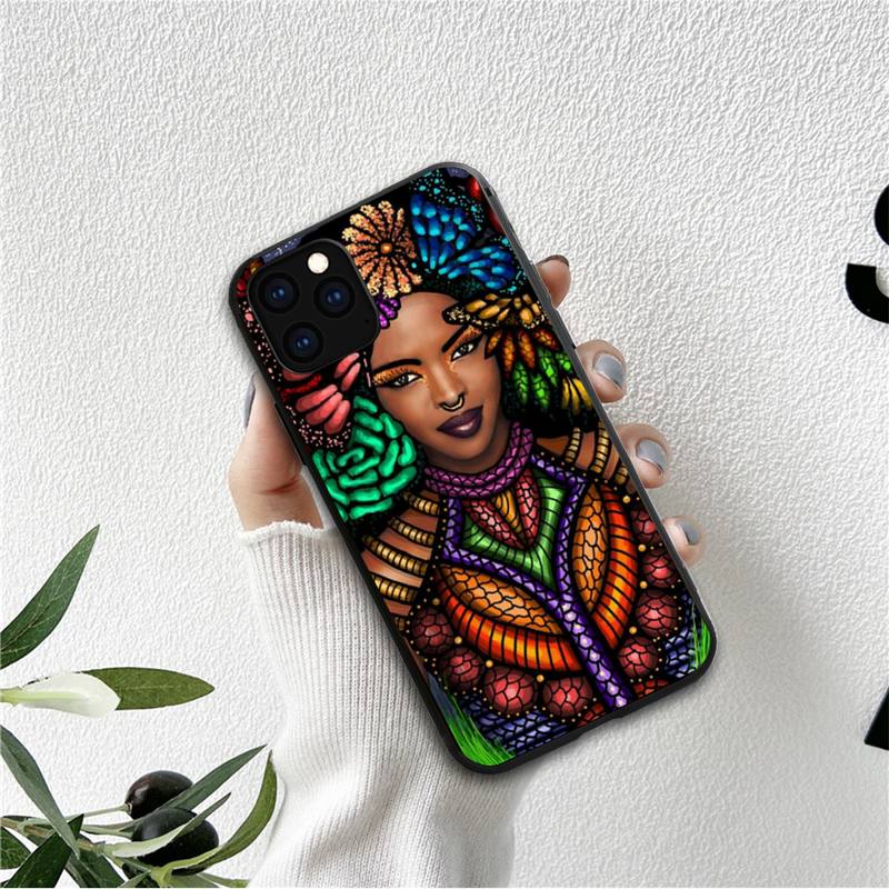 Doodle Black Women Fashion Girl Phone Case For Iphone 12 11 13 7 8 6 S Plus X Xs Xr Pro Max Mini Shell