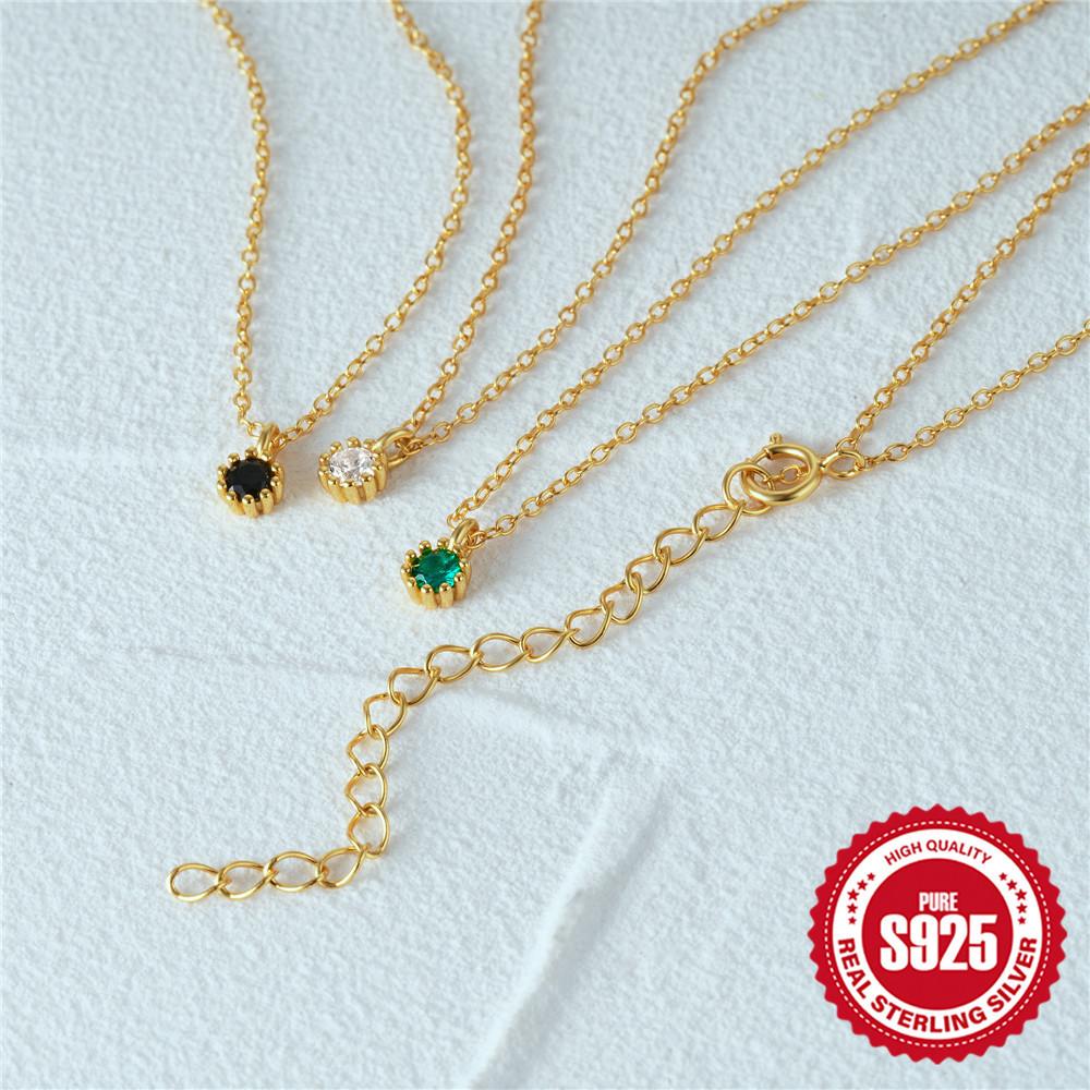 Simple Mini Single Diamond Flower Small Daisy Pendant S925 Sterling Silver Fashion Collarbone Chain