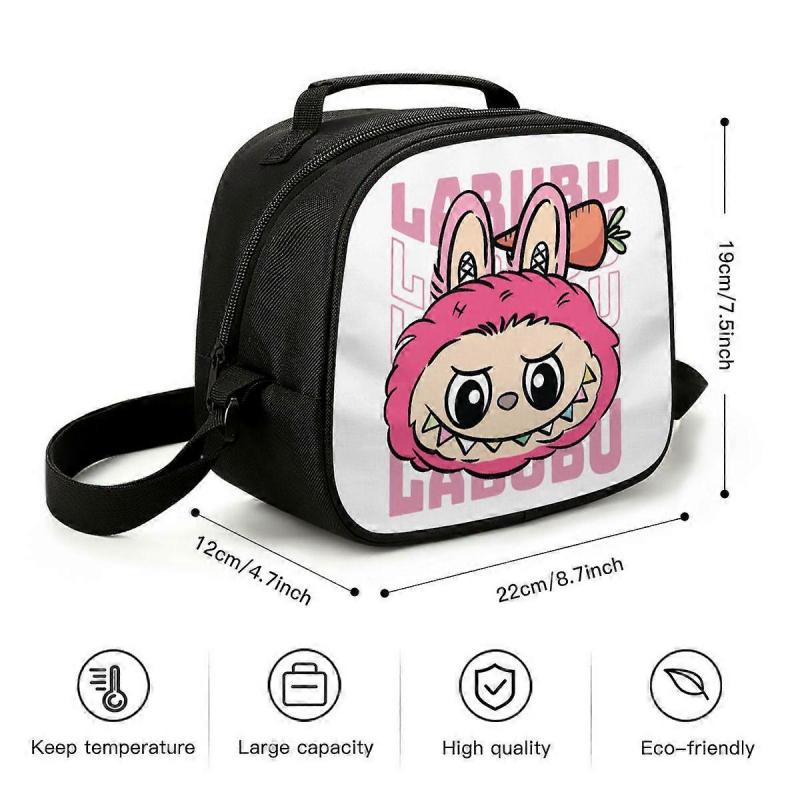 Insulated Lunch Bag  Portable Cooler Tote with Zipper, Cartoon Design