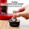 Flat Coffee Distributor Tamper Refillable Bean Press with Cleaning Brush, Spoon for Machine
