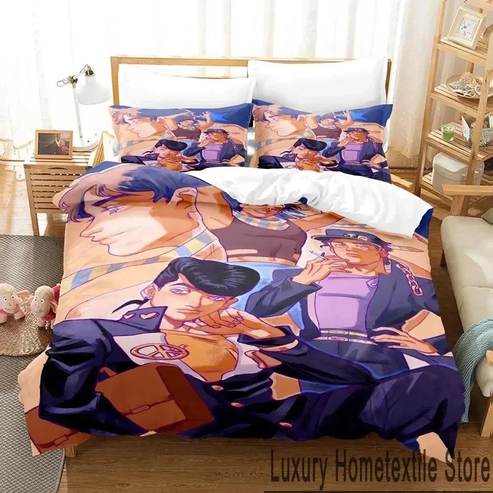 Anime JoJos Bizarre Adventure Bedding Set Duvet Cover Pillowcase King Queen Size Boys Adult Comforter