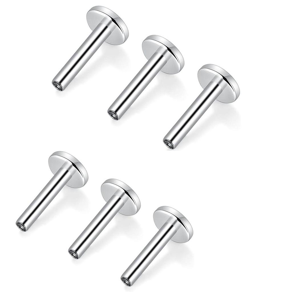 Edelstahl/Titan F136 Flacher Boden Innengewinde Labret Piercing Ohrring Stäbchen