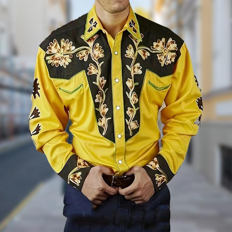 

Мужские рубашки с длинным рукавом с цветочным принтом Gupu, повседневные кардиганы с новой кнопкой, модные рубашки для праздников