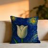 Van Goghs Works Cushion Cover Cozy Velvet Throw PillowSoft Warm Cushion For Sofa  Bed