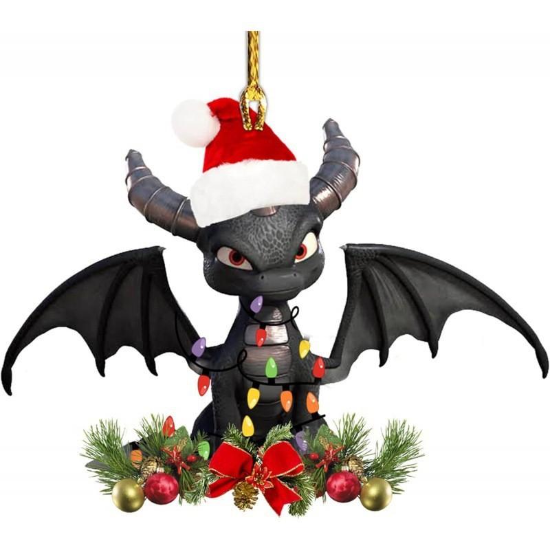 Festive Cartoon Style Acrylic Dragon Car Ornament For Vibrant Christmas Decor