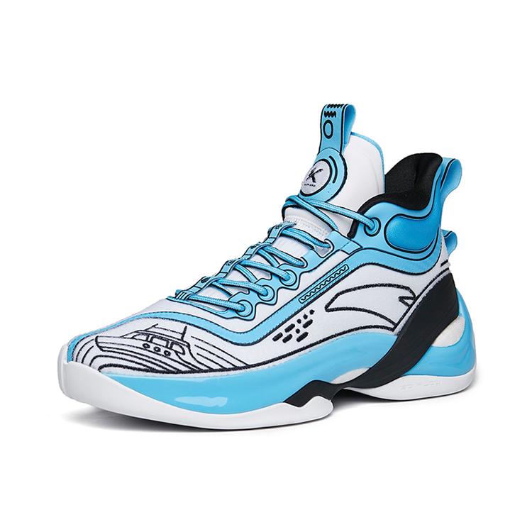New Anta KT7 KT 7 Nitrogen Technology Anti-Slip Wear-Resistant High-Top Basketball Shoes White Blue 112221101-3