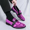 New High Quality Men's Leather Oxfords Black Purple Slip-on Loafers Man Shoes Wedding Office Business Formal Dress Casual Shoes