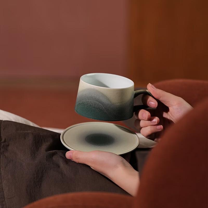 Xiangshang Kesi Green Stoneware Coffee Cup Gift Set