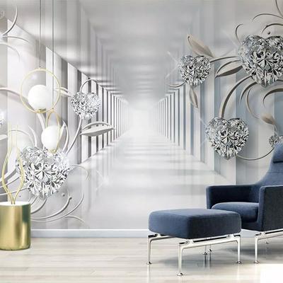Stereo 3D abstrakcyjna przestrzeń Mural europejski wzór kwiatowy romb tapeta tło telewizora do salonu fototapeta tapeta