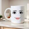 Stylový keramický hrnek s roztomilým designem ženské tváře - minimalistický šálek na kávu pro mléko/snídani, kreativní dárek pro muže/ženy