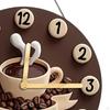 Coffee Cup Clock Hanging Ornament, Decorative, 2D Home Decor, Craft Round, Wall Decoration Wooden