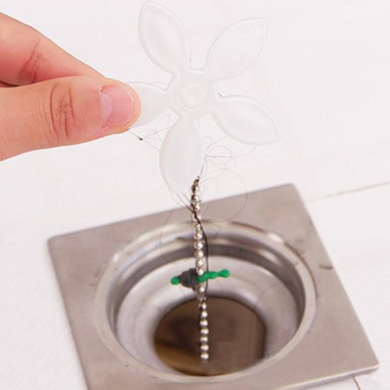 Pipe Unclogger Disposable Flower Decor Drain Strainer with Chain Anti Clog Hair Catcher Sink Tub Shower Kitchen Drain Cleaner
