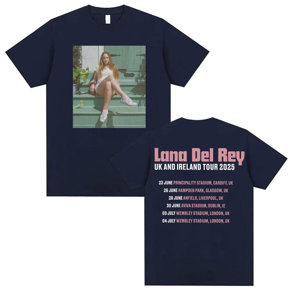 Lana Del Rey UK Ireland Tour 2025 Graphic T Shirt Unisex Women Fashion Aesthetic Casual T Shirts 100 Cotton Short Sleeve Tshirt