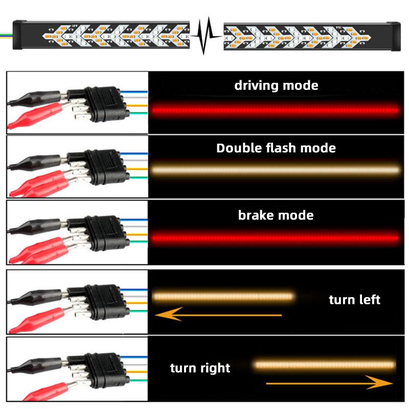 12V Car Brake Turn Light Signal Flexible RV SUV LED Strip Rear Tail  Reverse Flowing Dynamic Warning for Pickup Trunk Cargo Jeep