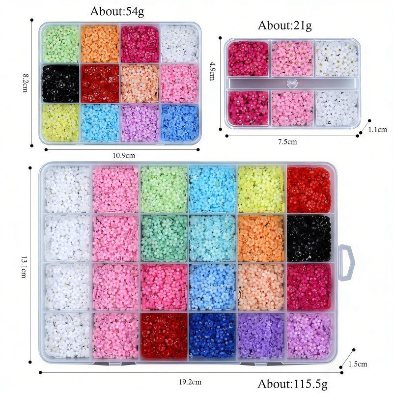 Five-Petal Flower Nail Art Resin Accessories - 6, 12, or 24 Grids
