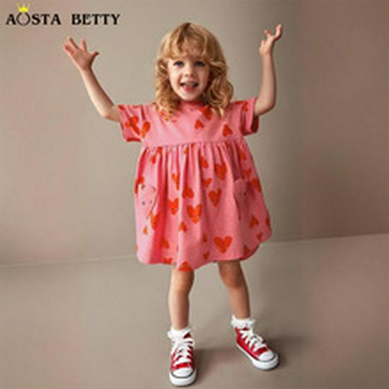 European & American Style Cartoon Print Girls' Cotton T-shirt - Short Sleeve, Summer Fashion for Toddlers