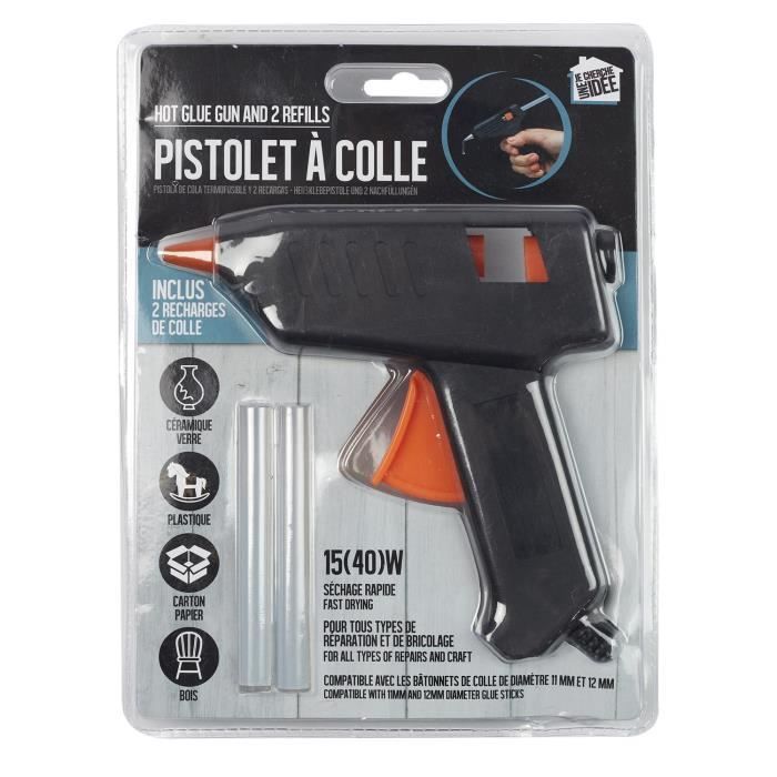 Pistolet à Colle Chaude - Noname - 40W - 2 Recharges - Séchage Rapide - 15.5x15.5x2 cm