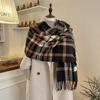 Retro plaid Japanese and Korean atmosphere plaid scarf women's plaid series contrasting color warm shawl student scarf