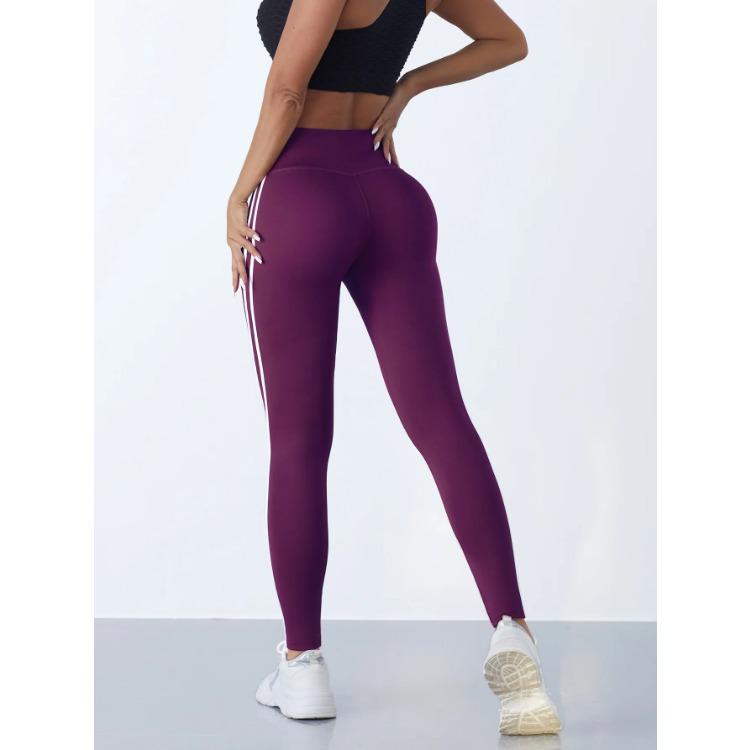 Yoga Leggings Women Striped Slim Sports Pants High Waist Hip Liftting Casul Tights Workout Running Stretchy  Gym Leggings