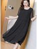 2026 Summer Chiffon Polka Dot A-line Plus Size Dress for Middle-aged Women