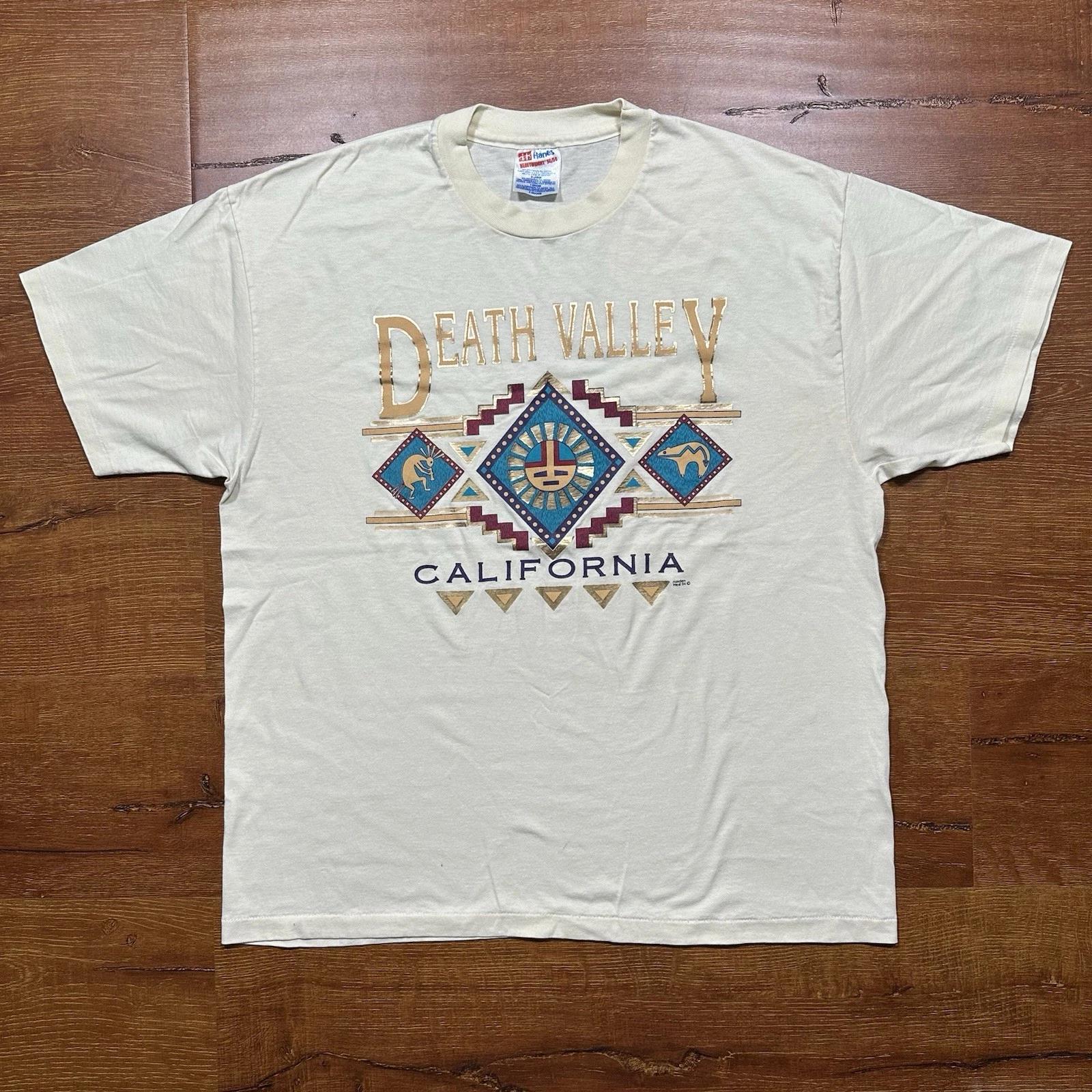 Vintage Death Valley California T Shirt Mens L Ivory Aztec Native Single Stitch S