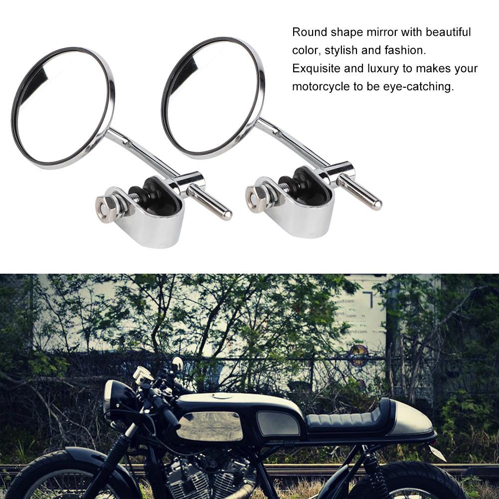 Vintage Round Shape Reflective Modified Rear View Mirror for Motorcycle Motorbike (Silver)