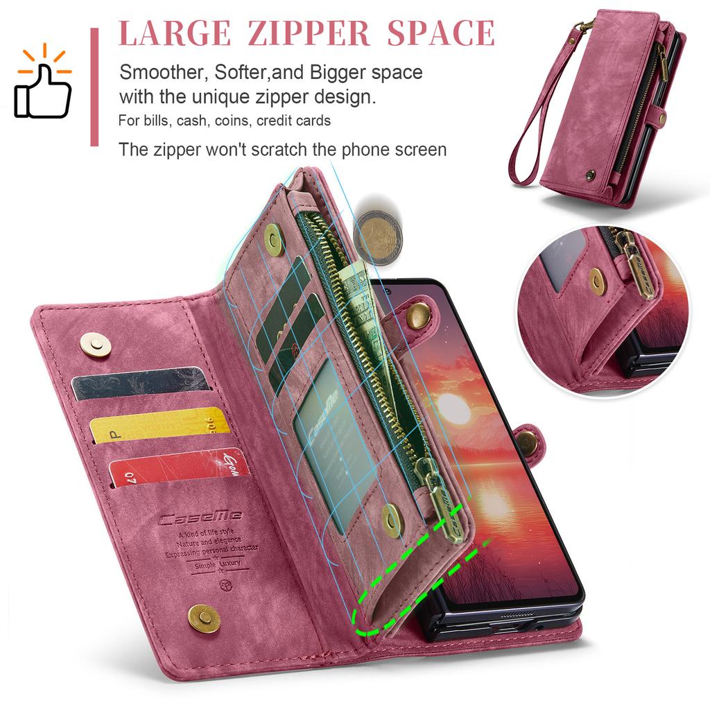 For Samsung Galaxy Z Fold7 5G Phone Cases CASEME 008 Leather Cover with Detachable Wallet and Strap