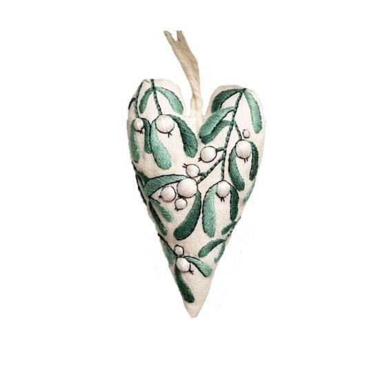 Diy Heart Shaped Hand Embroidered Christmas Ornament Kit Beginner Friendly Embroidery Craft