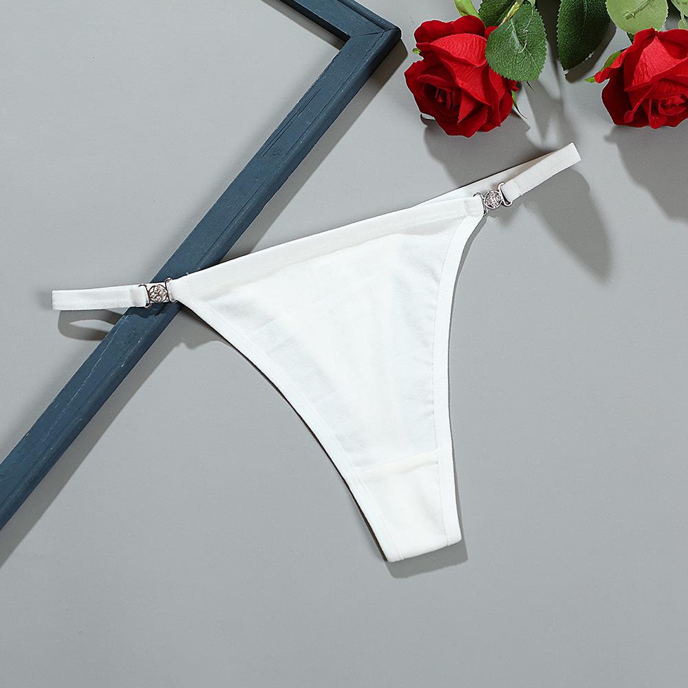Sexy Rhinestone Women's Thong: Solid Color, Comfortable Breathable Seamless Pure Cotton Panties