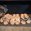 Sheepskin version lazy wind contrasting colors versatile woven cross word with versatile sandals women's summer wear