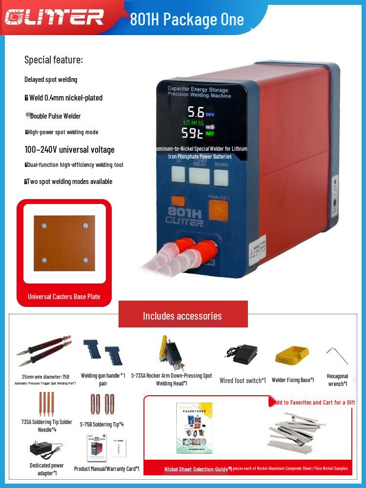 GeLingDe 801H Spot Welder for Iron-Lithium Power Battery, Aluminum-Nickel Pulse Resistance Battery Welder.