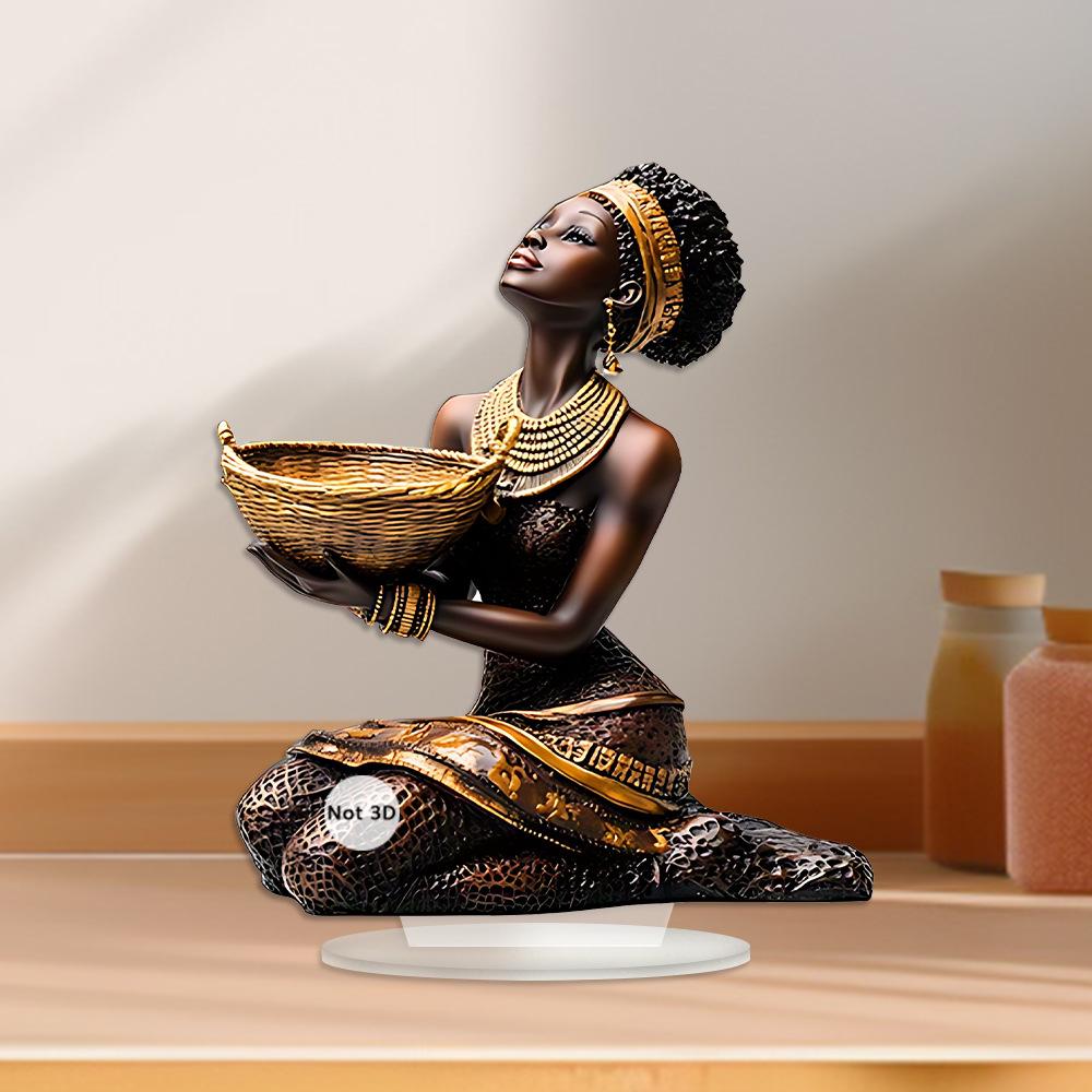 African Women Store and Pray for 2D Flat Acrylic Ornaments. Home Decoration Living Room Desktop Decoration Pendant