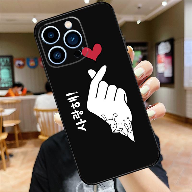 Kpop Finger Heart Case For iPhone 17 16 14 13 12 11 15 Pro Max Mini Plus 16e 17 Air Bumper Cover Accessories