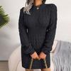 Autumn Winter Women's Solid Color Sweater Dress Casual Slim-fitting Sexy Bodycon Dress Crew Neck Knitted Dress