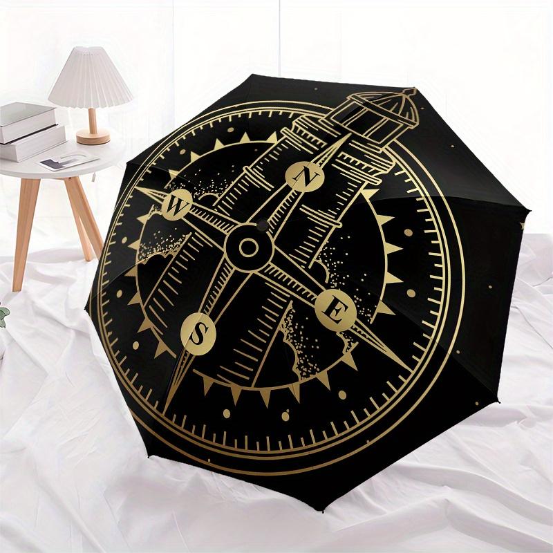 Compass Rose with Lighthouse - Nautical DecorUmbrella, Portable 3-Fold Umbrella for Men & Women,Christmas Gift ES103