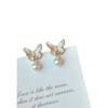 Hot Selling Butterfly Pearl Earrings for Women, Fashionable, High-end, Light Luxury, Enamel Craft Design, Whitening Earrings