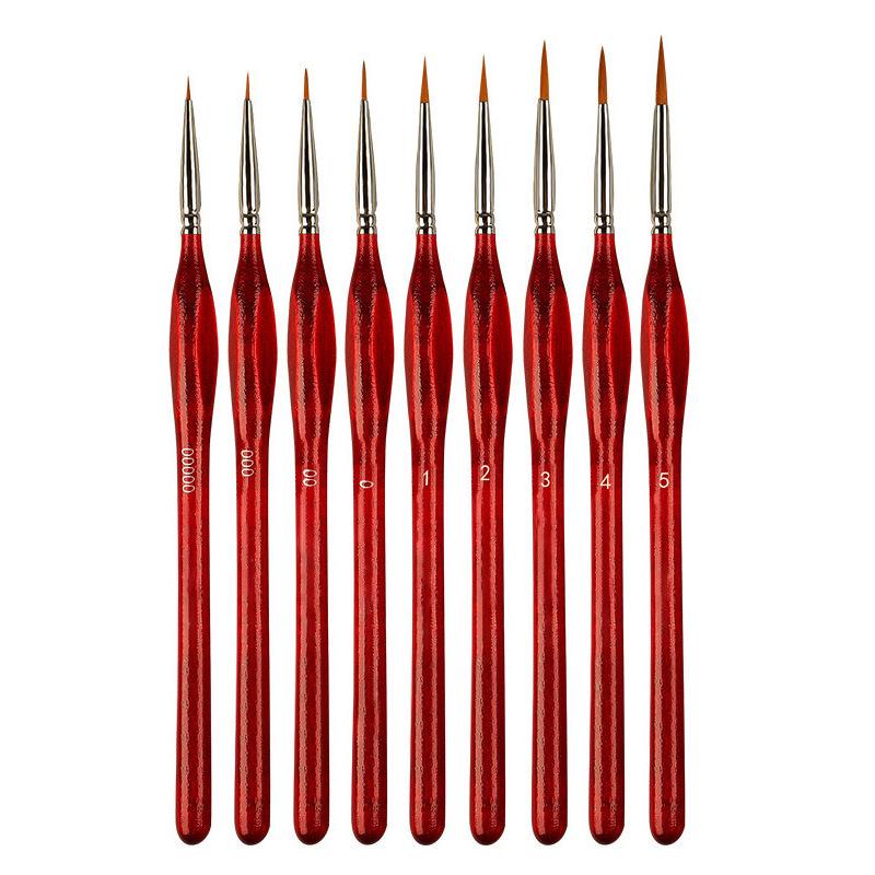 Wolf Hair Fine Line Brush - Black Triangular Birch Handle for Nail Art and Watercolor Detailing